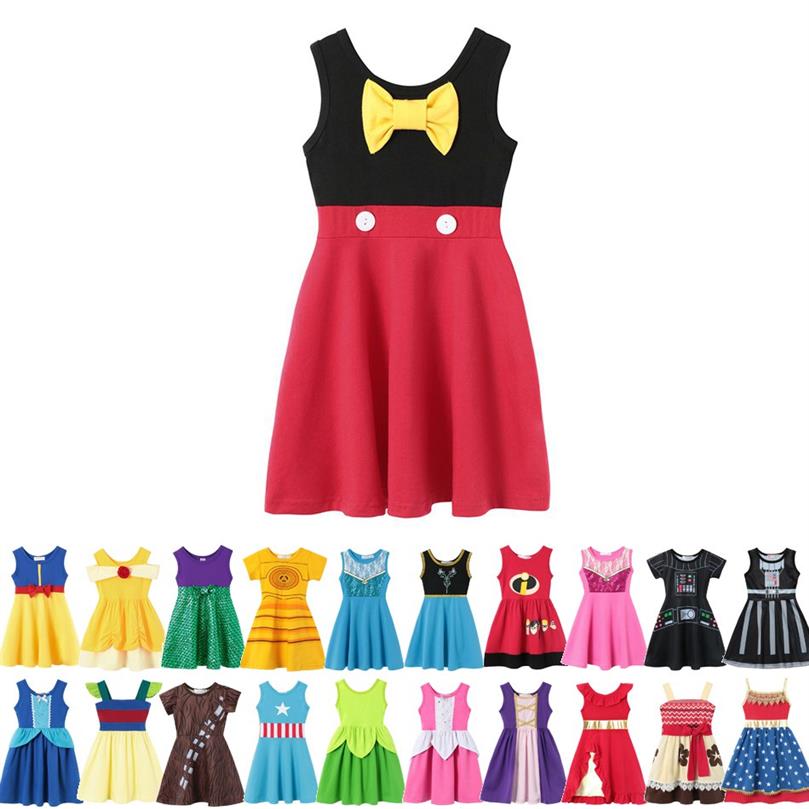 

32 Colors Little Girls Princess Summer Cartoon Children Kids princess dresses Casual Clothes Kid Trip Frocks Party Costume droppin248o, #27