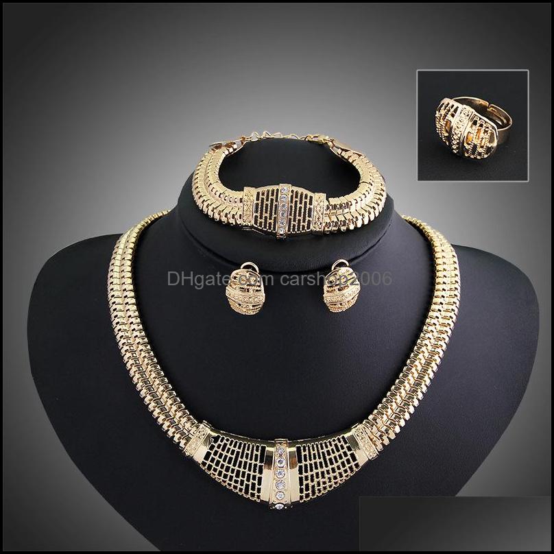 

Earrings Necklace Jewelry Sets Wedding Fashion Sier Chocker Necklaces Ring Bracele Set For Women Girl Party Wholesale Drop Delivery 2021 K, Golden-bracelet