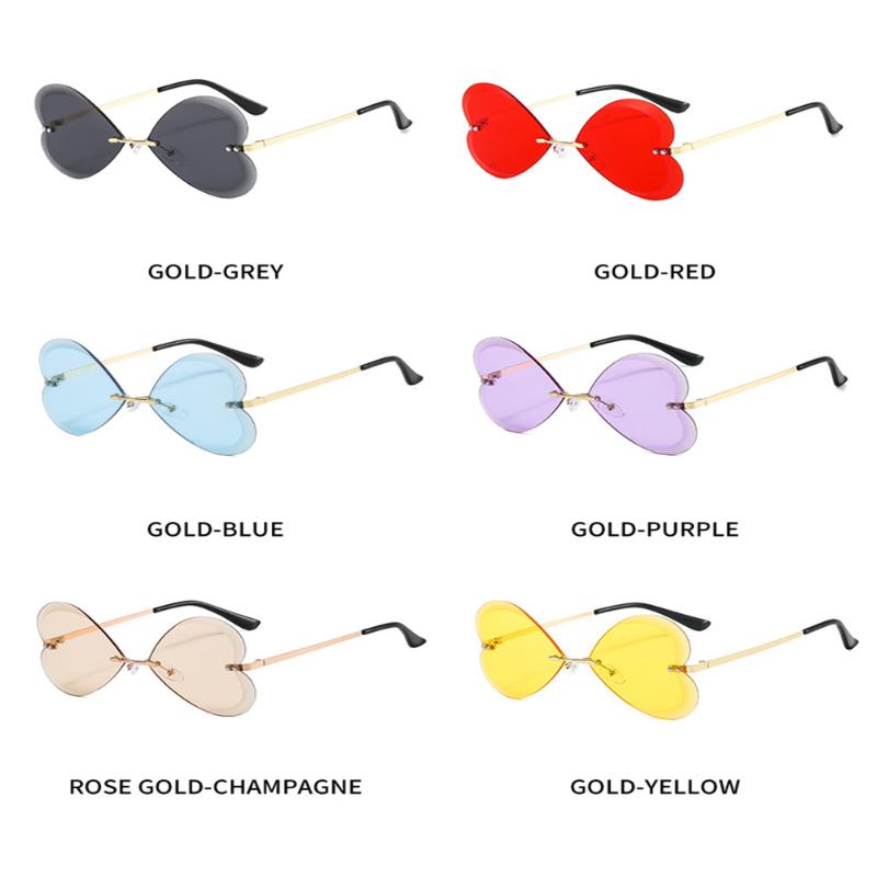 

Sunglasses 1Pc Fashion Retro Metal Frame PC Lenses Cut Edge Peach Heart Shape Party Anti-ultraviolet Unisex Solid Color GlassesSunglasses