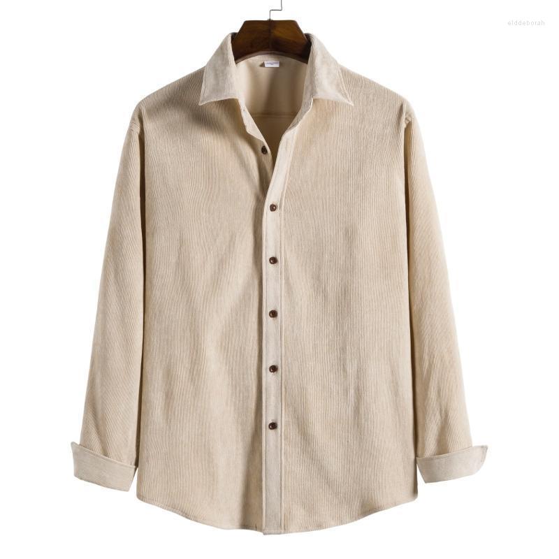 

Men's Casual Shirts Rayon Shirt Men Classic Long Sleeve Solid Color Comfortable Thick Corduroy Button Autumn Winter Blouse Red TeeMen's Eldd, Khaki
