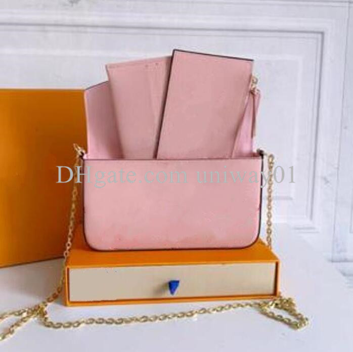 

Women Bag Handbag purse card holder slot Leather original box three in one flower shoulder cross body messenger fashion designer, 80498