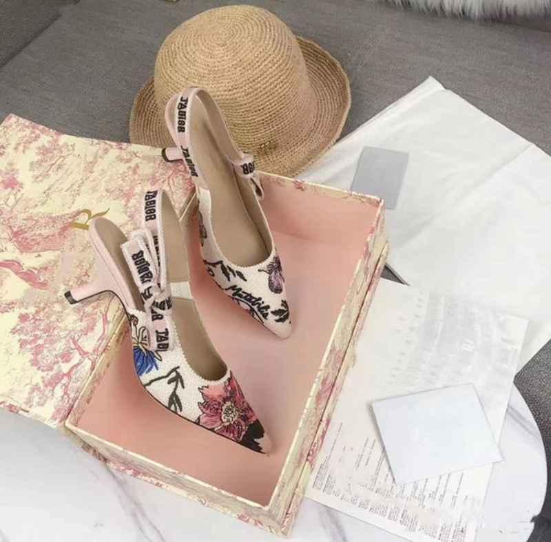 

Letter Bow Knot High Heel Shoes Women Runway Pointed Toe Low Heel Shoes Woman Gladiaor Sandals Lady Brand Design Mesh shoe, Color 7