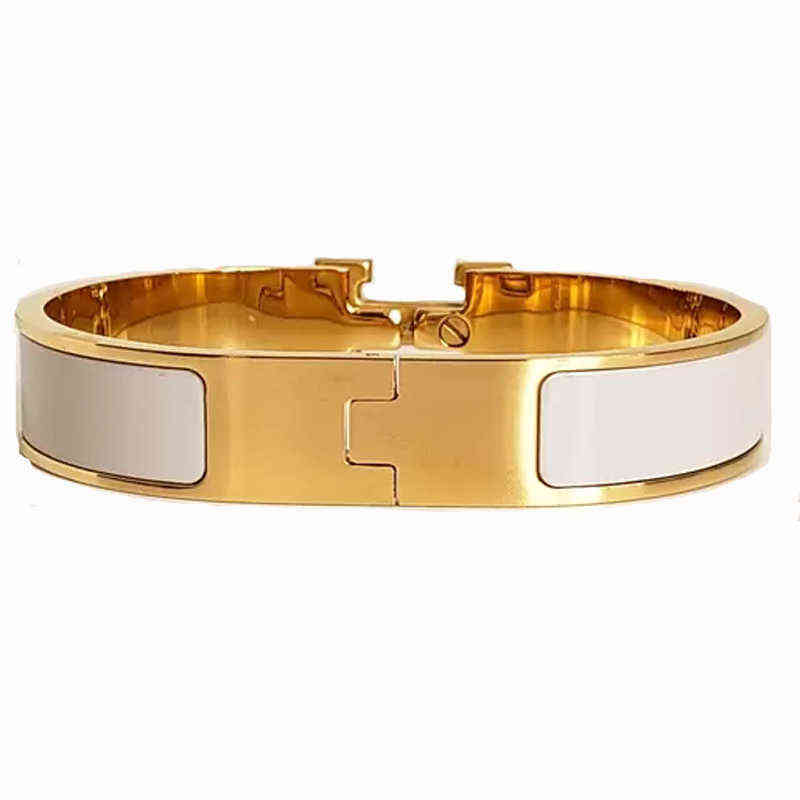 

Enamel Rainbow Gold Buckle Bangle Bracelets 12MM Woman Cuff Fashion Designer Bracelet Jewelry for Man Women Good Gift With Orange Box H220418
