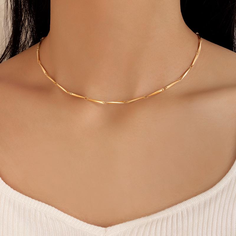 

Chokers HuaTang Design Strip Alloy Choker Necklace For Women Simple Gold Color Geometry Patchwork Beach Party Jewelry Gifts 21398Chokers