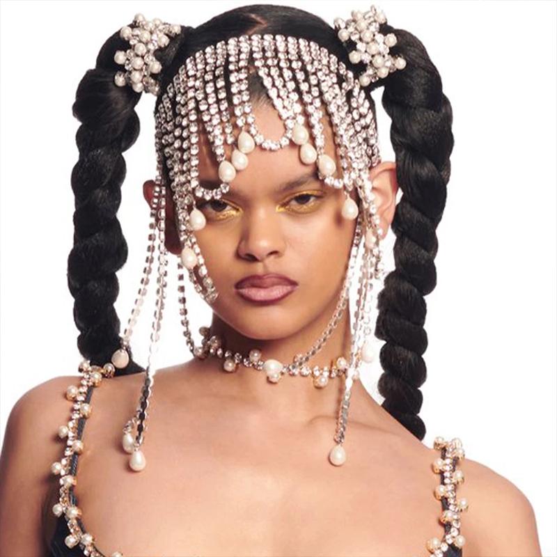 

Hair Clips & Barrettes GLAMing Personality Crystal Tassel Headwear Pendant Hairpiece For Women Bride Wedding Rhienstone Accessories Gifts