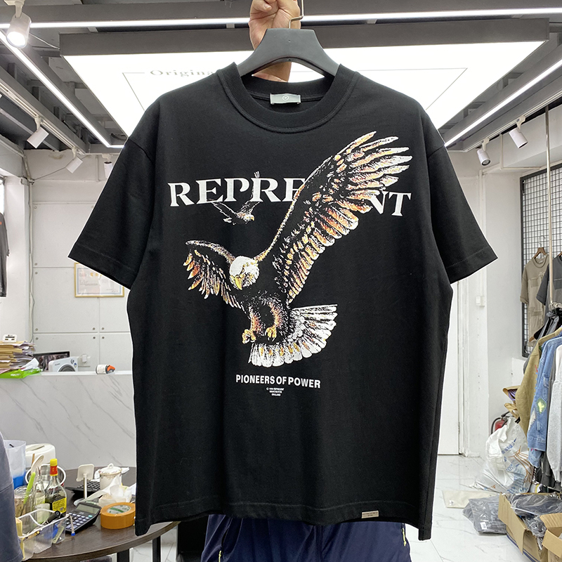 

Vintage Grey Tee Men Women High Quality Flying Print T-shirt Wash Tops Short Sleeve