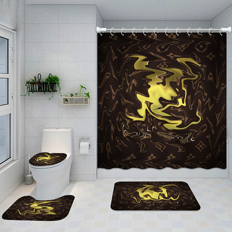 

Designer Print Shower curtain Sets Hipster High-grade Four-piece Suit Bathroom Anti-peeping Non-slip Deodorant Must Bath toilet Mat