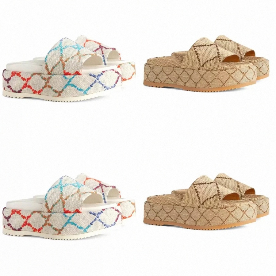 

Women's Platform Sandals Slippers Slide Fashion G Designer Luxury Flat High Heels Flip Flops Shoes Embroidered Platform Rubber Sandal Casual Shoe EU35-EU42 s9ob#, 31