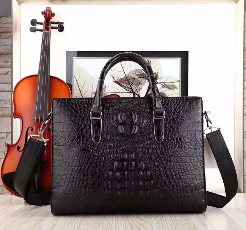 Latest Luxury Solid 100% Genuine Real Crocodile Leather Head Skin Men Business Bag Young Laptop Briefcase1