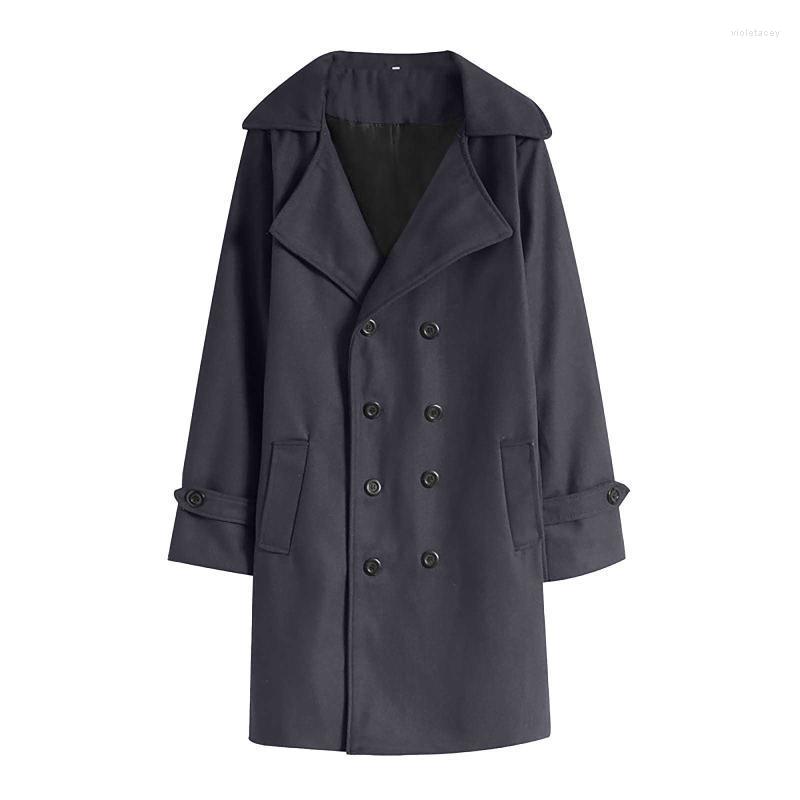 

Men's Wool & Blends Fashion Button British Style Solid Color Long Jacket Casual Lapel Punk Warm Coat Viol22, Khaki