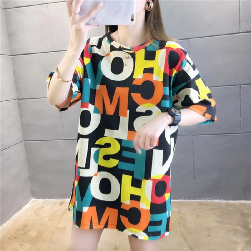 

Women's T-Shirt Summer Fashion Tops 2022 Harajuku Tshirts Female Letter Print O-Neck Loose T-Shirts Oversized T Shirt Women, White