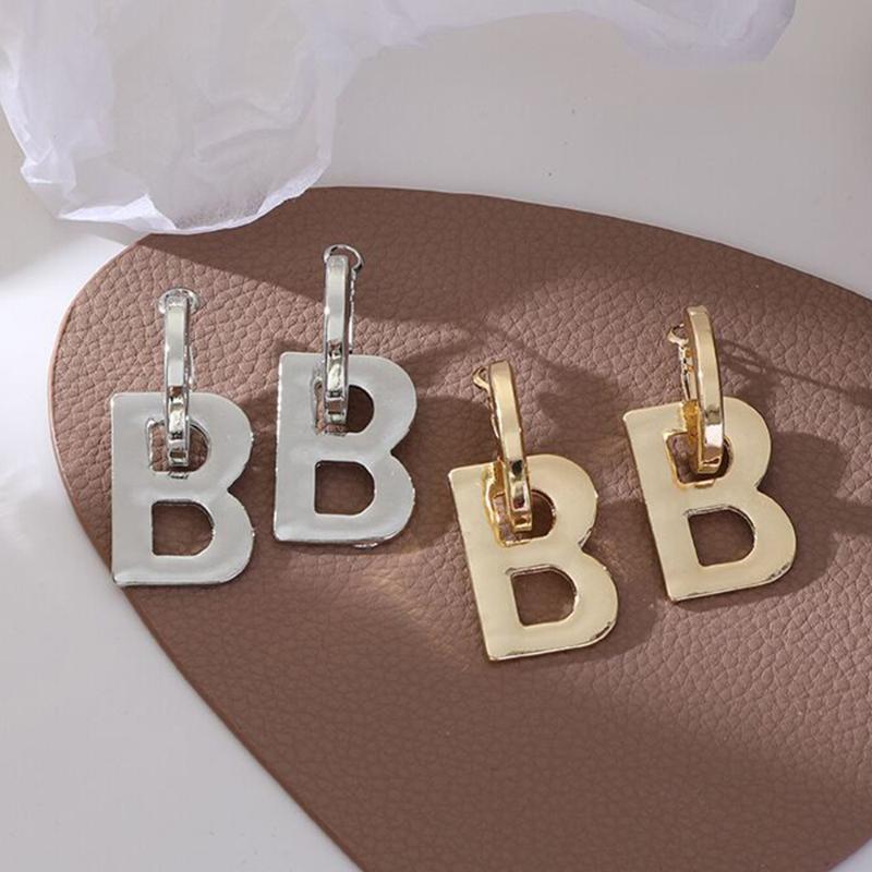 

Clip-on & Screw Back Fashion Women Drop Earrings Letters B Hip-Hop Style Model Fashionable Personalized Graceful For WomenClip-on