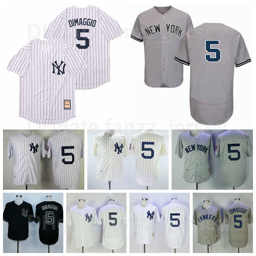 

1939 1989 Retro Baseball 5 Joe DiMaggio Vintage Jerseys Man Pinstripe Flexbase Cool Base Team Black White Grey All Stitching Retire Cooperstown Good Quality