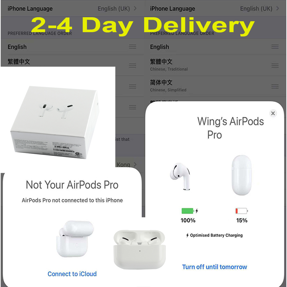 Top quality Apple AirPods 3 Pro 2 Air Gen 3 Pods H1 Chip Earphones Transparency Wireless Charging Bluetooth Headphones AP3 AP2 Earbuds 2nd Headse