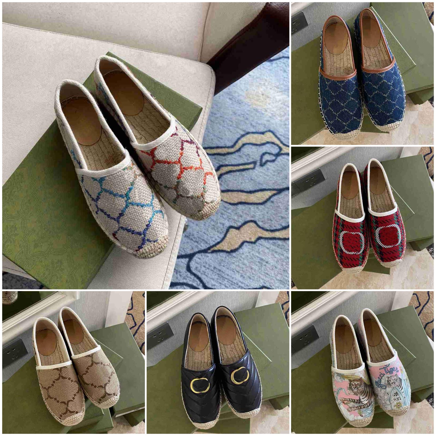 

Designer classic lady platform fisherman shoes luxury Flat women Straw bottom casual boat shoe Metal buckle 100% leather Ladies Lazy Loafers Muller Loaferssize 35-41