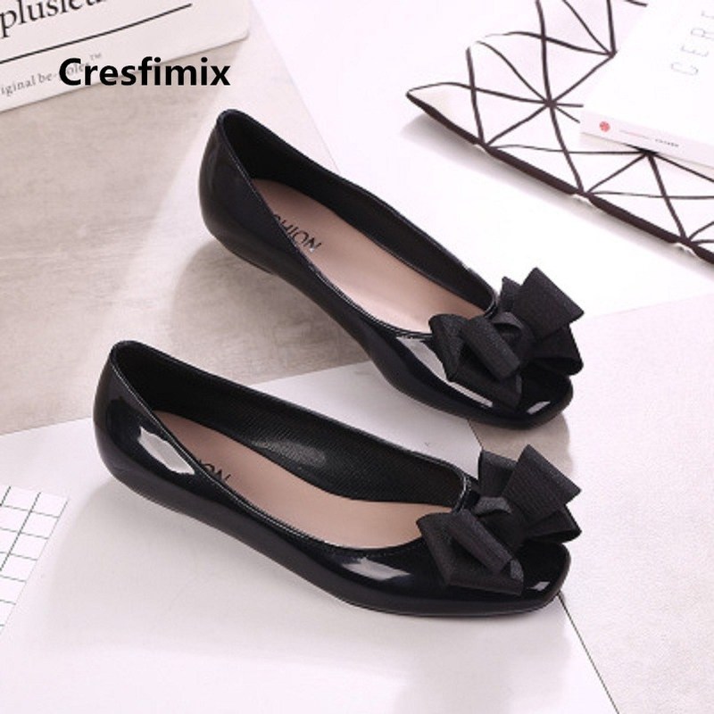 

Women Fashion Comfortable Soft Jelly Flat Lady Waterproof Bow Tie Flats Cute Sweet Shoes Zapatos Planos De Mujer E377 220613