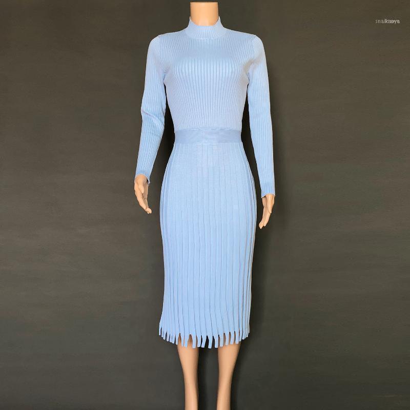 

Autumn Winter Knitted Sweater Dress Women Long Sleeve A-line Pleated Blue/black/purple/pink Green Fall Dresses For Casual