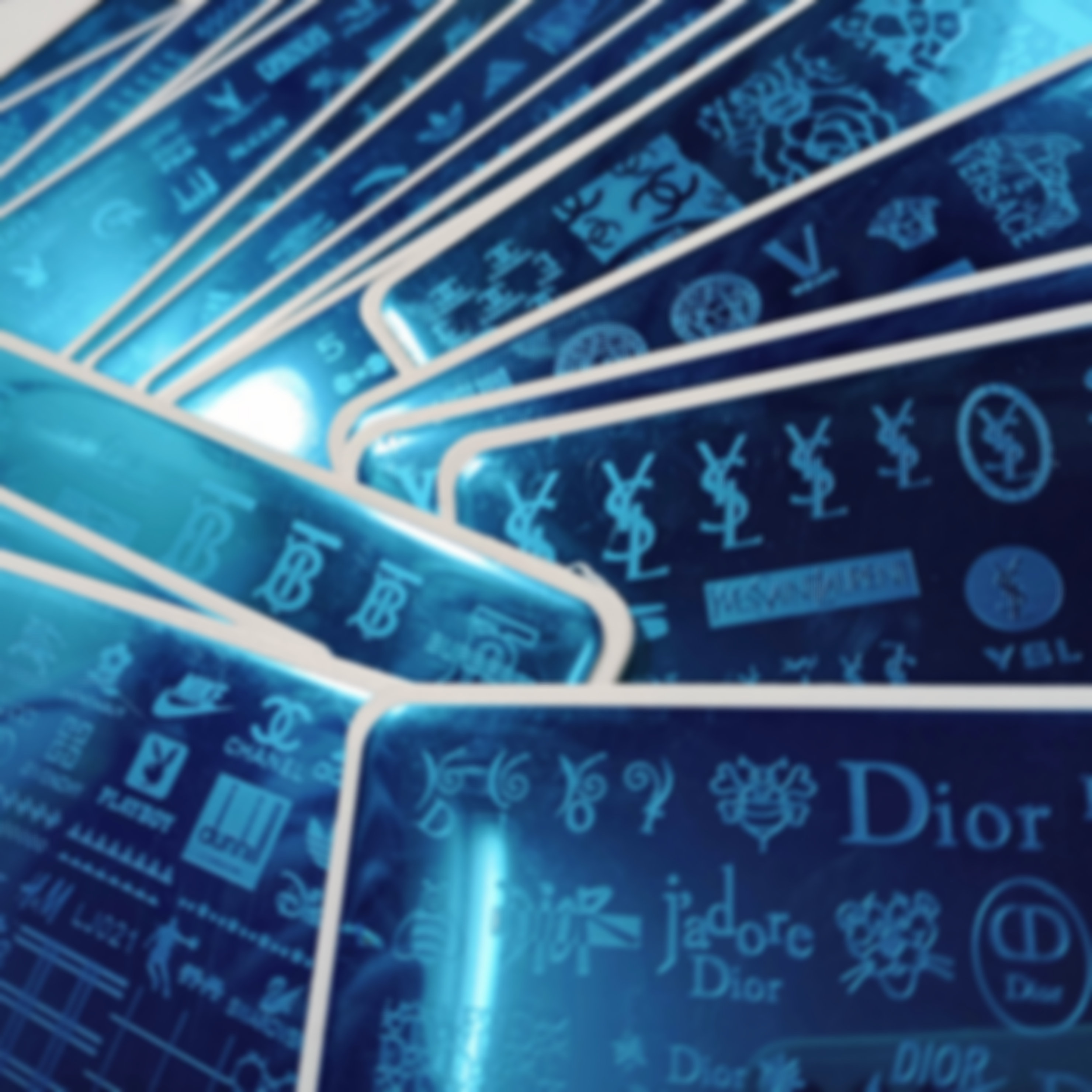 

NEW 20 style Luxury LOGO Brand Nail Art Stamping Plate Stamp XL BIG Full French Designs Design Image Stencil Transfer Polish Print Template with Plastic Sheet