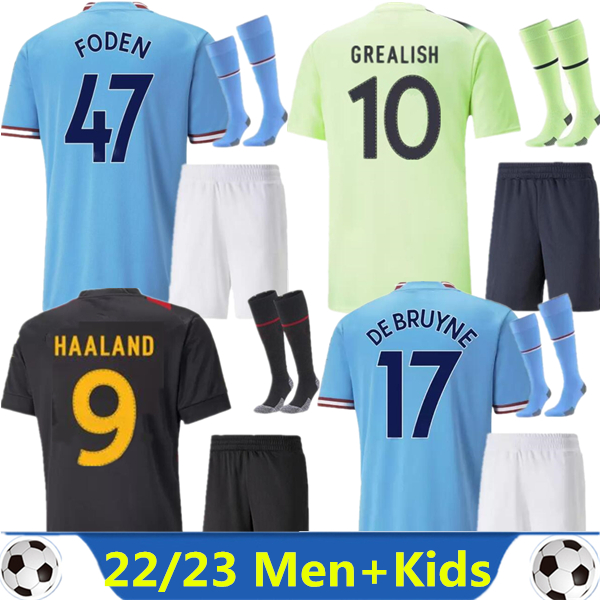 

22 23 JOAO CANCELO HAALAND soccer jersey GREALISH STERLING FERRAN DE BRUYNE FODEN 2022 2023 MANS cities football shirts men kids kit socks Agueroooo 93 20 Anniversary, Green
