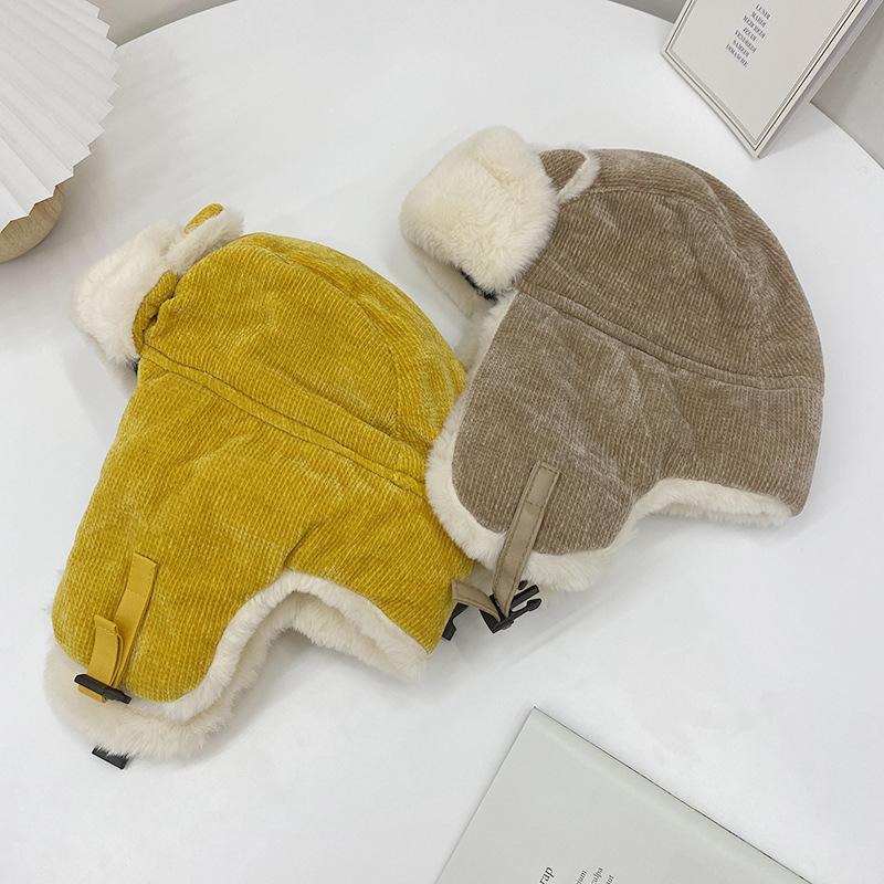 

Berets Thick Warm Women Girls Bomber Hats Sweet Caps Turban Korean Style Protect Ear Velvet Winter Autumn Headgear Headwear For WomenBerets, Yellow