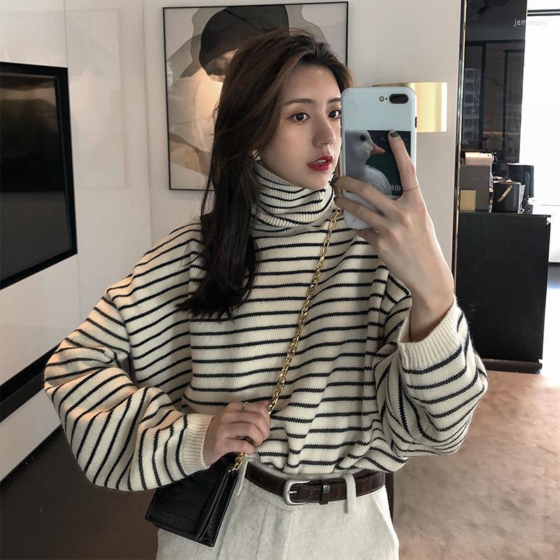 

Women's Sweaters Women Stripes Harajuku Sweater Winter Vintage Loose Warm Turtleneck SweaterWomen's Jemi22, 06