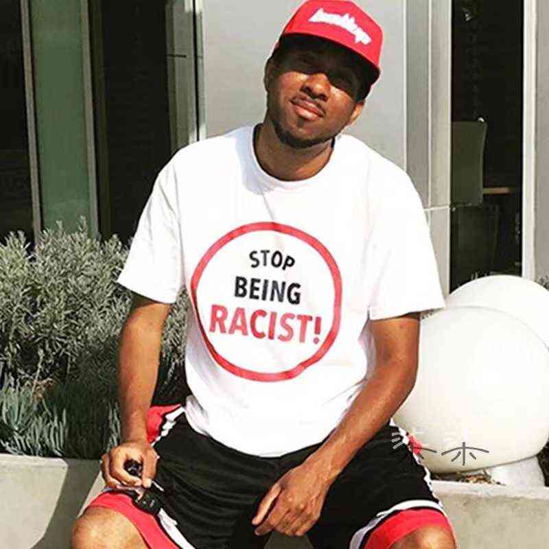 

Star Fashion T-shirt Galleryyes Shirt Dept Brand Label Stop Being Racis Slogan Letter Printed Short Sleeve for Men and O930, Apricot