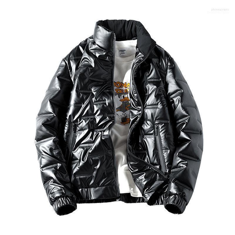 

Men's Down & Parkas Fashion Winter Warm Shinny Metarial Cotton Padded Thick Thermal Overcoat Outerwear Big Size -8XL Phin22, Black