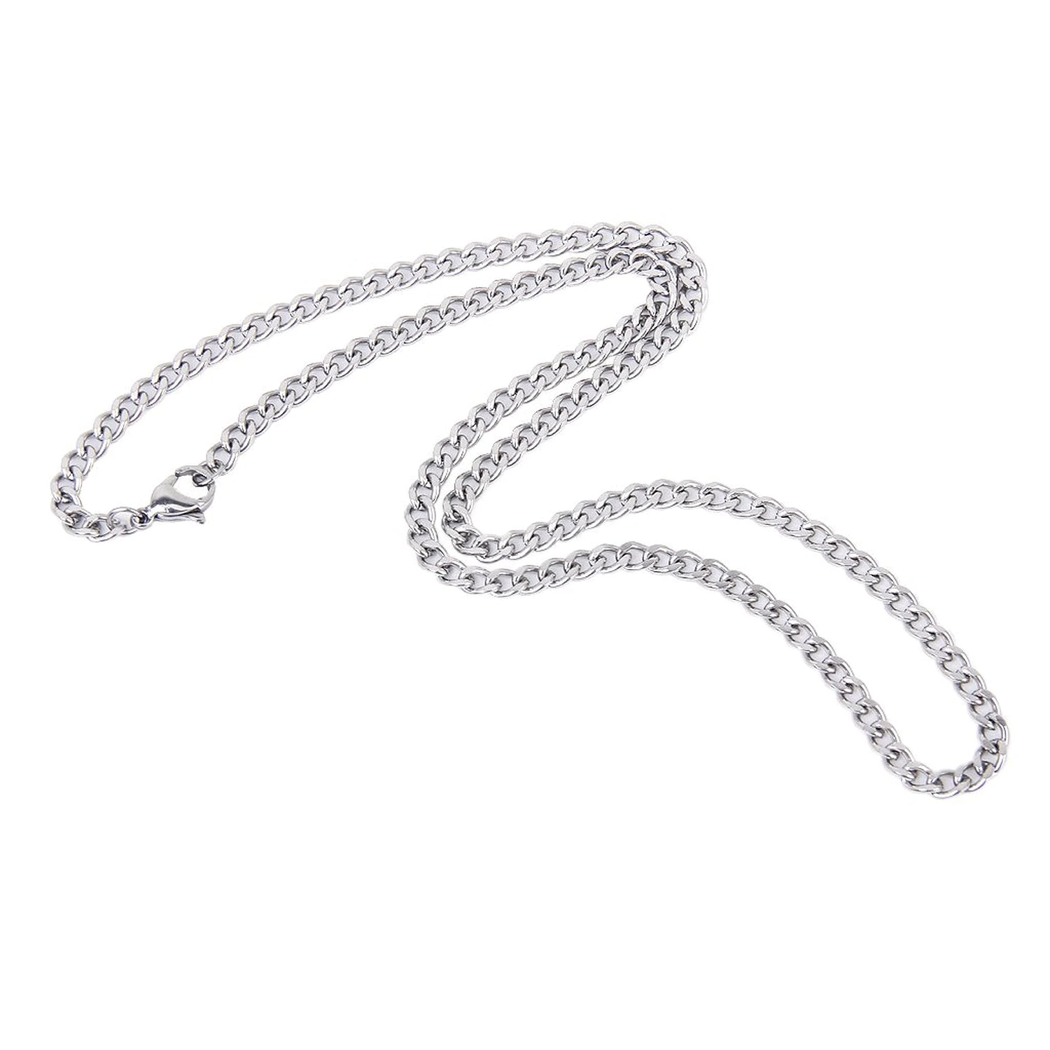 

4mm Stainless Steel Curb Cuban Chain Necklace 20 Inches for Men/Women---Silver ys222