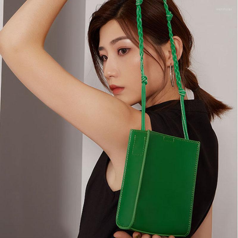 

Evening Bags Genuine Leather Small Square Shoulder Bag Women Weaving Belt Crossbody Fashion Mini Wild Phone Pouch Vintage Messenger PackEven, Green