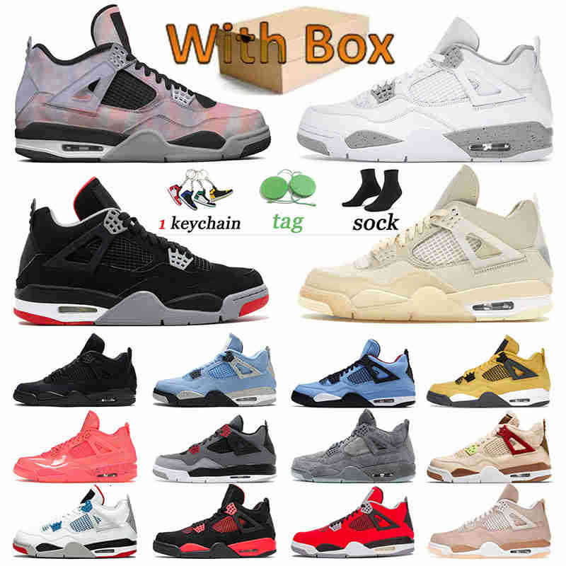 

Mens Basketball Shoes 4 4s IV Jumpman Sneakers University Blue Zen Master Infrared White Oreo Red Thunder Starfish Sail Trainers New Black, 40-47 black denim