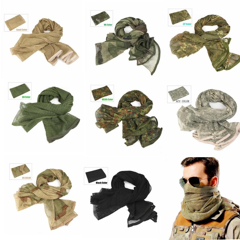 

Bandanas Military Tactical Scarf Camouflage Mesh Neck Net Keffiyeh Sniper Face Veil Shemagh Head Wrap For Hunting Camping