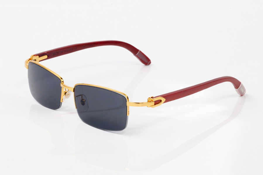 

Luxury Brand Carti Glasses Designer Sunglasses Rimless Golden Half Frame Carvings Wooden Bamboo Legs Fashion Buffalo Horn Natural Sun