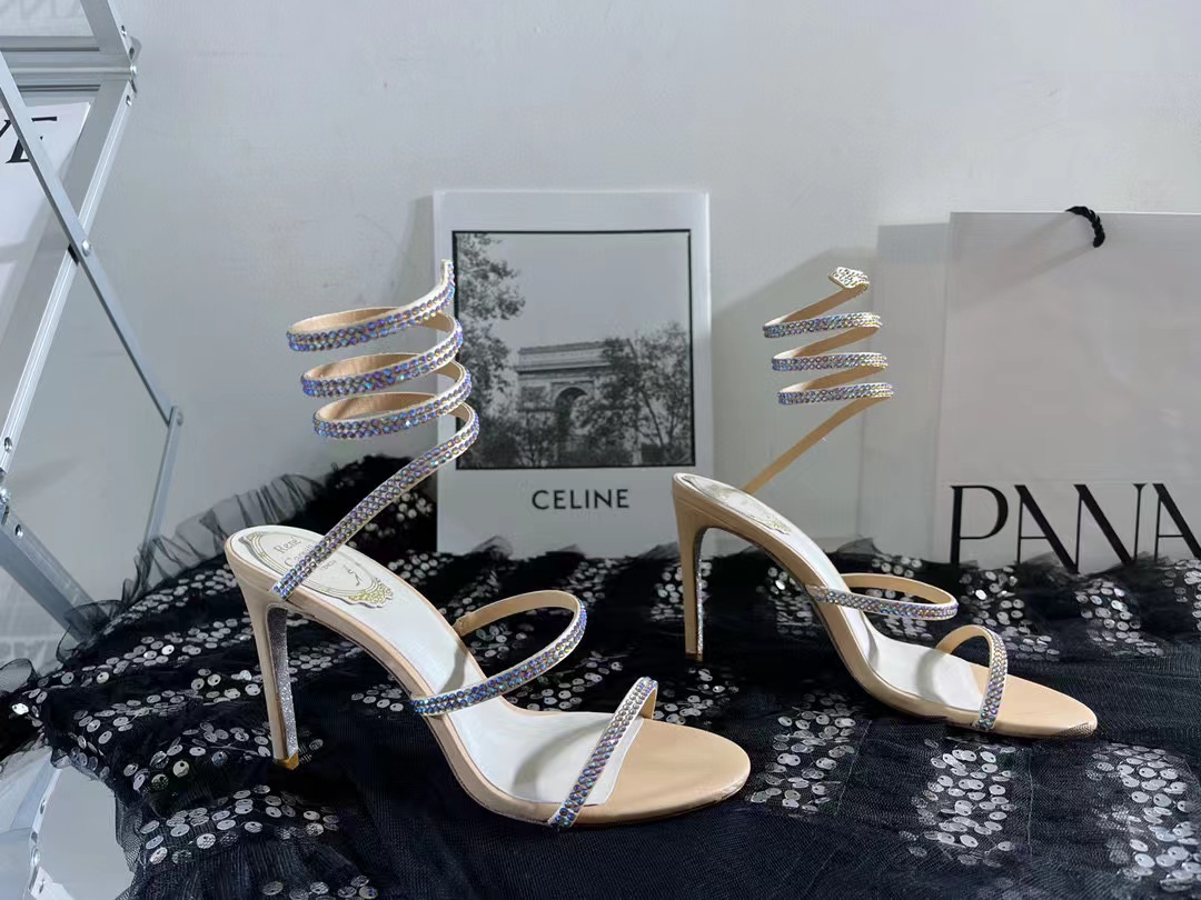 

quality caovilla high Rene Designer Heels Sandals Womens heel Classic Slippers 100% leather Color wedding dress Set Travel Outdoor party 7A3R, 22