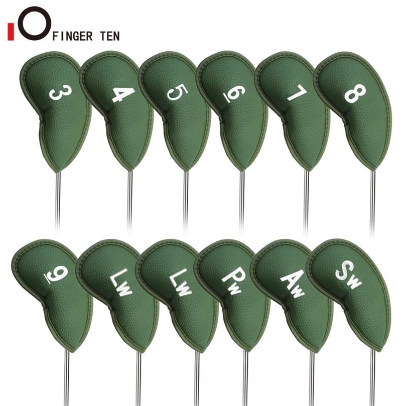 

12 Pcs Thick Synthetic Leather Golf Iron Head Cover Set Headcover Fit All Brands Irons Clubs Drop 220518