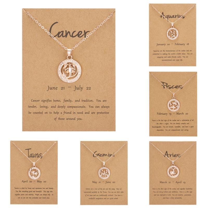 

Pendant Necklaces Horoscope Zodiac Sign Necklace Women Men Rosegold Constellation Aries Leo Gemini Birthday Party Jewelry GiftPendant