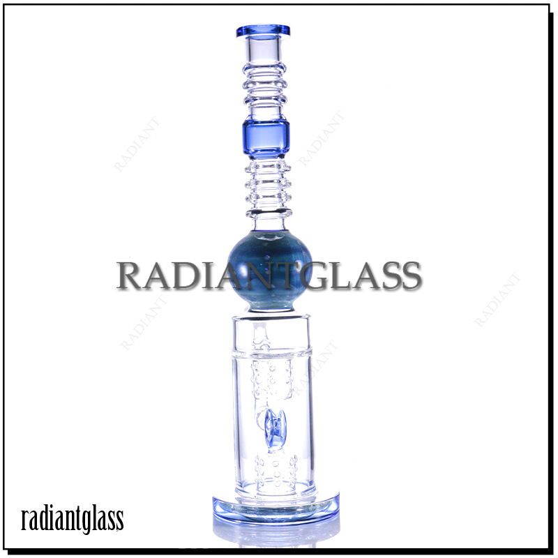 

Hookahs 17.8'' tall huge Bongs spherical ball work dual swiss donut perc bong