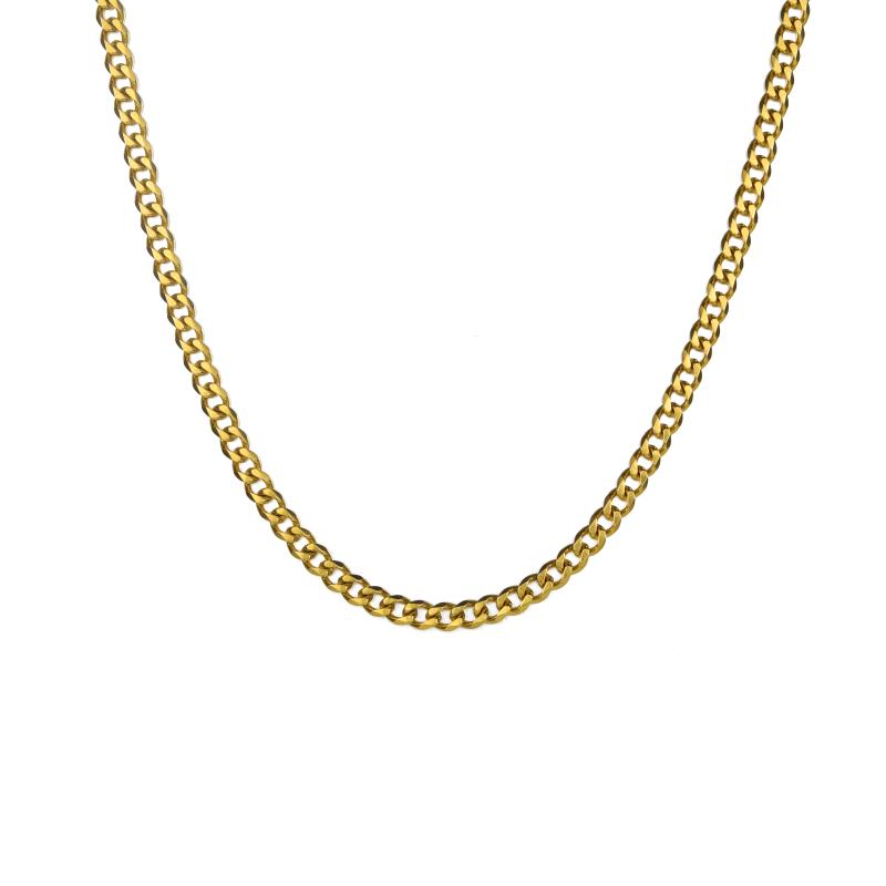 

Chains Hip Hop Gold Color Stainless Steel 5mm Width Six Side Cut Men Women Necklace Cuba Chain Necklaces For Jewelry Gift