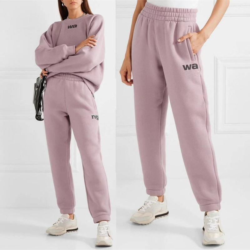 

Women's Two Piece Pants Cosy Iconic Letter Terry Pullover Sweatshirt Hoodie Elastic Waist Jogger Casual Winter Fleece Cotton Sweatpants Trac, Pink fleece