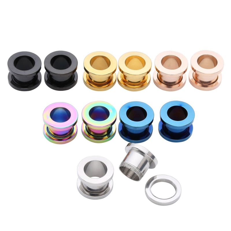 

Set of 12pcs Stainless Steel Ear Plug Tunnels Gauges Pulley Body Piercing Ear Expander for Both Men and Women