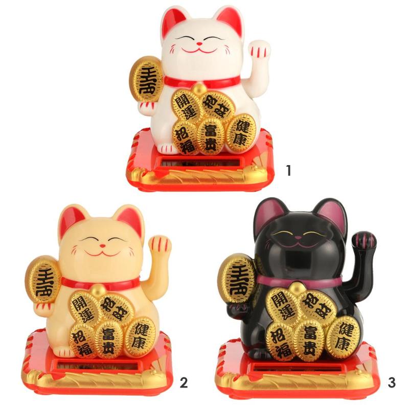 

Interior Decorations Solar Powered Maneki Neko Lucky Cat Welcoming Shaking Hands Chinese For Home Car El Restaurant Decor Ornament GiftInter