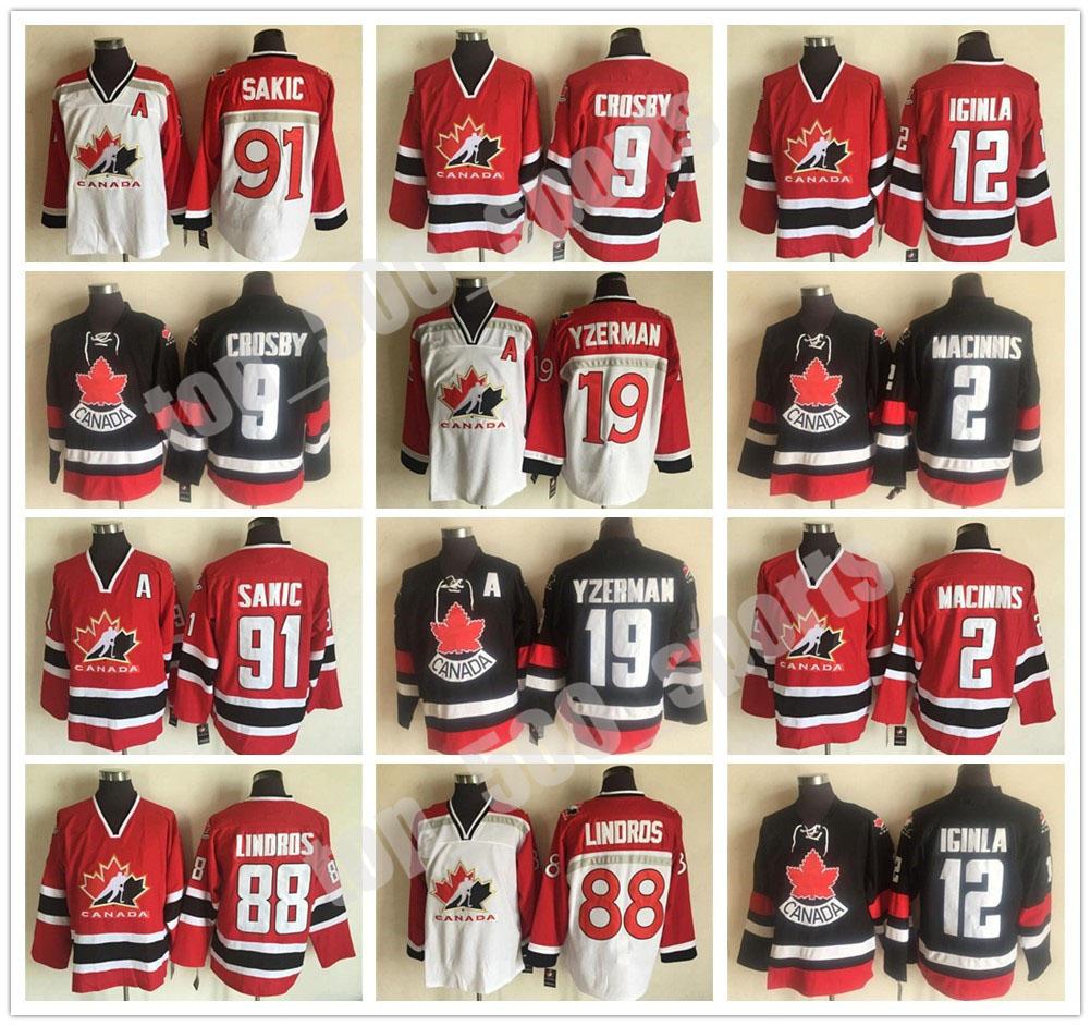 

Team Canada Vintage jerseys 66 LEMIEUX 33 ROY 91 SAKIC 19 YZERMAN 9 CROSBY 88 LINDROS Retro Throwback Hockey jersey, Colour 1