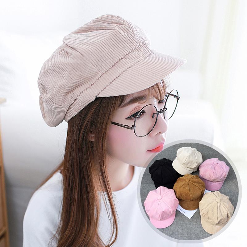 

Berets Liva Girl Octagonal Cap Sboy Corduroy Hat Autumn Winter Warm Men Women Dome Sweet Vitange Female Solid Color HatBerets