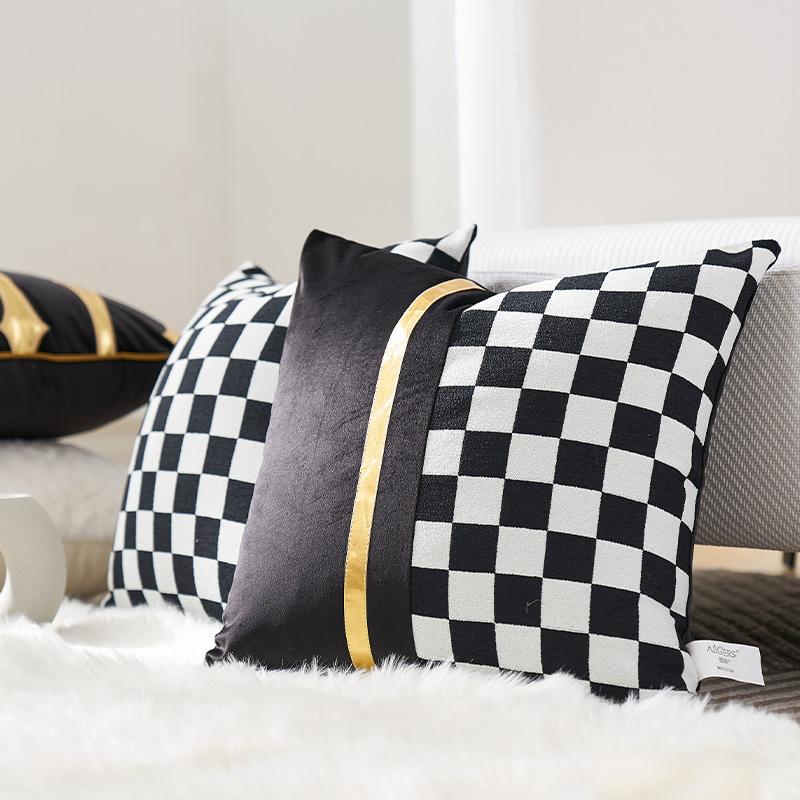 

Cushion/Decorative Pillow Fashion Black And White Lattice Cushion Cover 30x50 45x45 50cm Woolen Jacquard Case Sofa Bed Home Decor Backrest