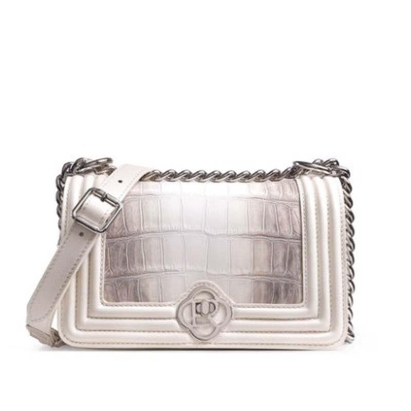 

Evening Bags Ouluoer Import Crocodile Bag Women Flap Little Bread White One Shoulder Female Chain Leather
