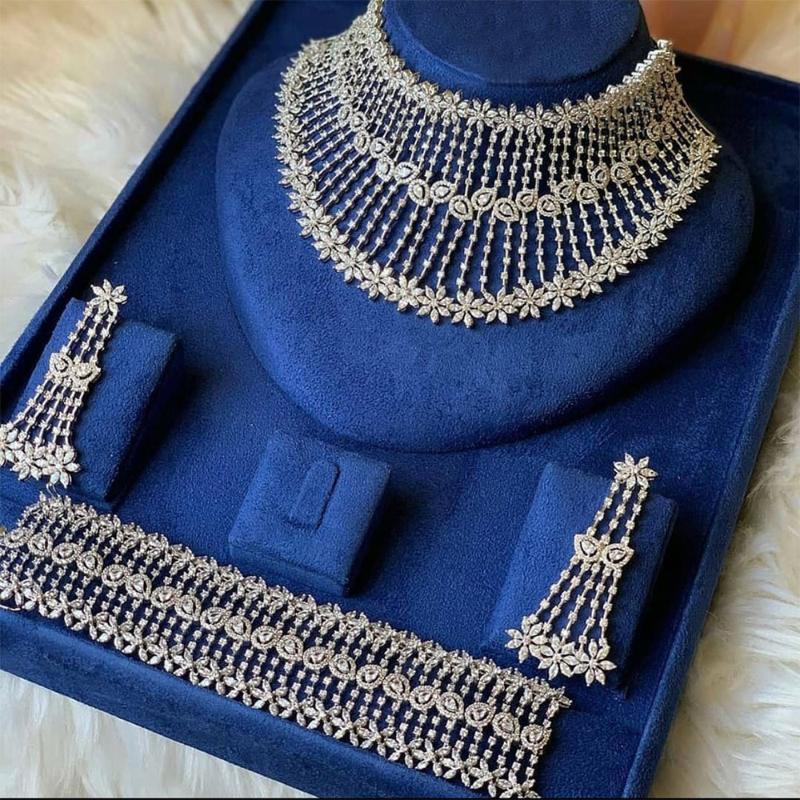 

Earrings & Necklace Super Big Luxury 4PCS African Chokers Jewelry Sets For Women Wedding Dubai Bridal Set 2022Earrings EarringsEarrings Earr, As pic