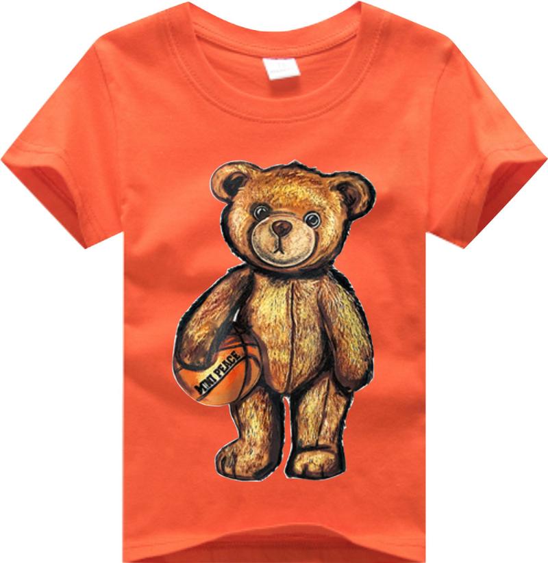 

T-shirts Short Sleeve T-Shirt 2022 Cartoon Bear Print Kids Tees Boys Girls Cotton Tee Tops For Children Boy Costume Clothes TshirtT-shirts, Black