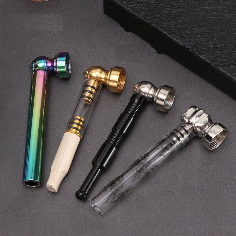 

Classic Metal Smoking Pipes with Grinder Accessories Herb Mini Tube Tool Metal Pip