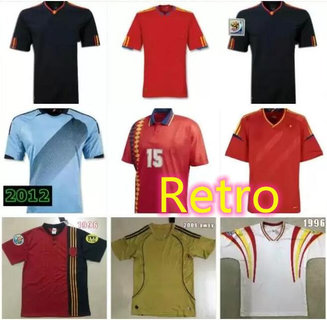 

2010 Spani retro home red away blue jersey 1994 Spain home World Cup RAUL XAVI ABELARDO LUIS ENSRIQUE JOAQUIN ALONSO jersey, 2010 away jersey