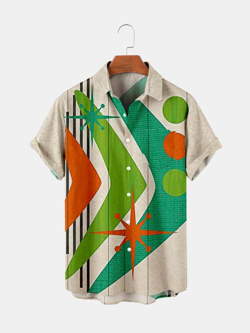 

Men's Casual Shirts Summer Short Sleeve Shirt Creative Pattern 4 Digital PrintedMen's TopMen's, Turquoise