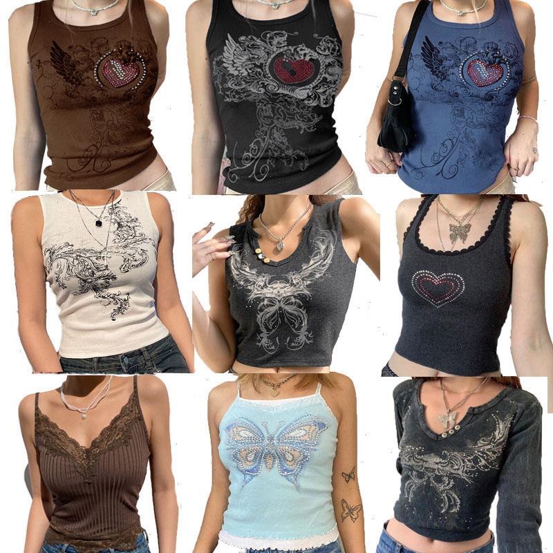 

Vintage Clothes Y2k Tank Corset Crop Top Women Cyber Baby Tee Emo Gothic Coquette Aesthetic Grunge Fairy Core 90s Ropa, Ht18745white
